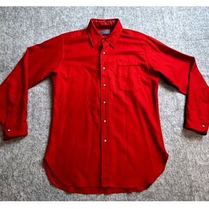 VTG 60's Pendleton Pure‎ Virgin Wool Button Down Shirt Red Quilted Mens M USA